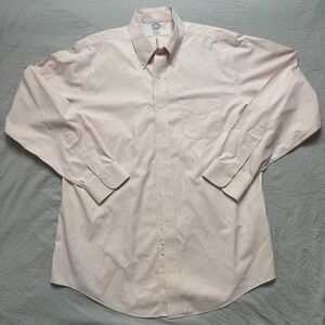 Brooks Brothers Shirt Mens 16.5 35 Pink Check Regent Fit Non Iron Stretch Supima